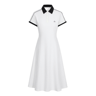 Navigare意大利小帆船白色运动短袖连衣裙女2026春夏凉感翻领裙子