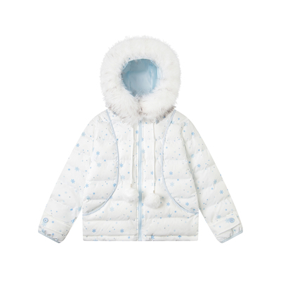 SREK冬季甜美可爱风毛领连帽棉衣女冬季加厚保暖宽松面包服外套