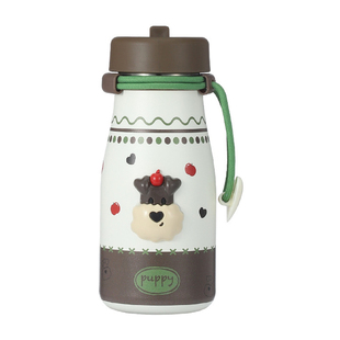 牛奶瓶保温杯女高颜值双饮咖啡杯外出便携提绳吸管杯可爱卡通水杯