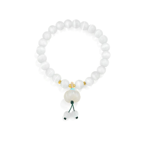 阿吉豆AJIDOU手串时尚国风玛瑙玉髓手链气质手环冰种海蓝平安串珠