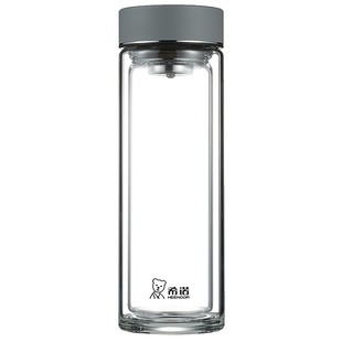 希诺水杯2026新款玻璃杯男士双层隔热高档办公家用杯子过滤泡茶杯