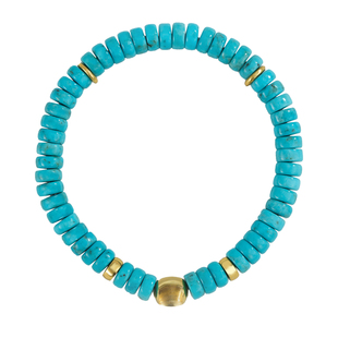 龙丰绿松轩天然绿松石直切手串正品高瓷蓝色松石药片手链保真配饰