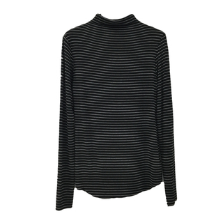 元熙3006-1磨毛春秋黑白条纹半高领打底衫女 修身显瘦长袖T恤