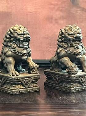铁矿石镇宅石狮子摆件北京故宫同款小尺寸铁矿石书房客厅玄关屋顶