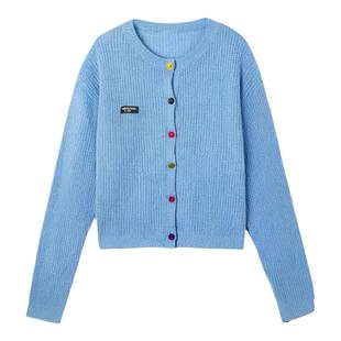 张予曦同款CLOUDSEASON开衫毛衣外套羊毛开衫蓝色针织法式上衣