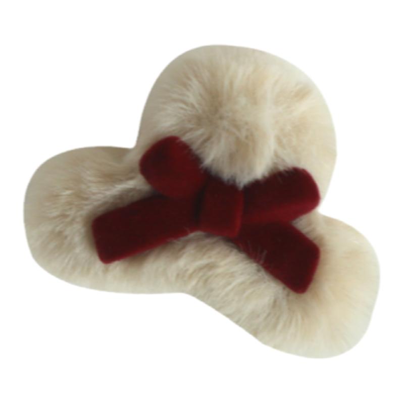 GUKUALI原创 春夏新品毛茸茸蝴蝶结抓夹简约百搭小发夹迷你发饰