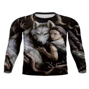 男士纯棉长袖t恤秋季打底衫中国风个性男装秋衣圆领上衣服3D印花