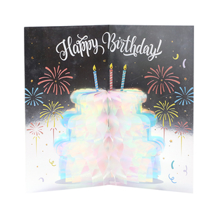 生日立体贺卡3d可折叠唯美diy高级感创意祝福礼物送恋人朋友精致高端礼品蛋糕造型可定制小卡片祝福文字