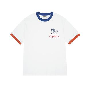 JOYRICH 男女同款美式复古天使印花撞色宽松休闲短袖T恤