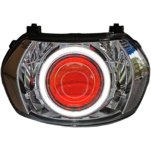 适用雅马哈踏板车旭鹰125大灯总成改海5LED双光透镜天使 改装配件