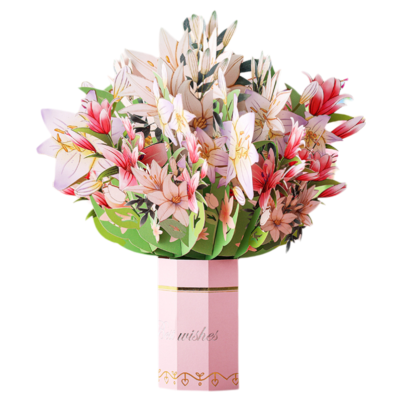 母亲节女神节立体花束祝福贺卡高级感定制送老师感恩生日创意卡片