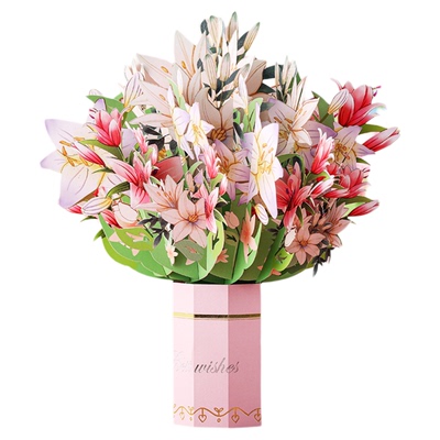 教师节母亲节立体花束祝福贺卡高级感定制送老师感恩生日创意卡片