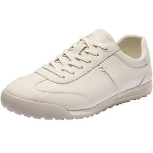 百丽男鞋真牛皮小白鞋男士秋季舒适新款德训休闲板鞋子8UF01CM5