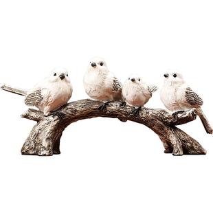 美式现代创意小鸟摆件家居简约电视柜酒柜装饰品树枝小鸟客厅摆设