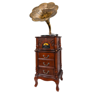 今墨留声机复古LP黑胶唱片机客厅欧式实木大喇叭音响碟片机电唱机