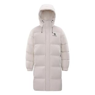 骆驼男装羽绒服男冬季三防中长款2025年新款黑色连帽外套户外新款