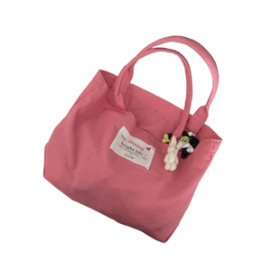 阿宝-自制ins可爱粉色小手提包买菜购物环保袋手拎春游百搭帆布包