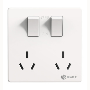 国际电工86型二开六孔独立控制双三孔6六孔10A厨房专用插座暗装
