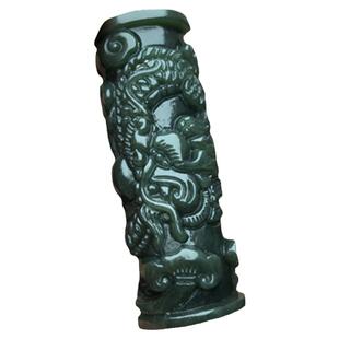 天然正品新疆和田玉龙柱吊坠青玉龙盘主辈辈福挂坠挂件生肖龙项链