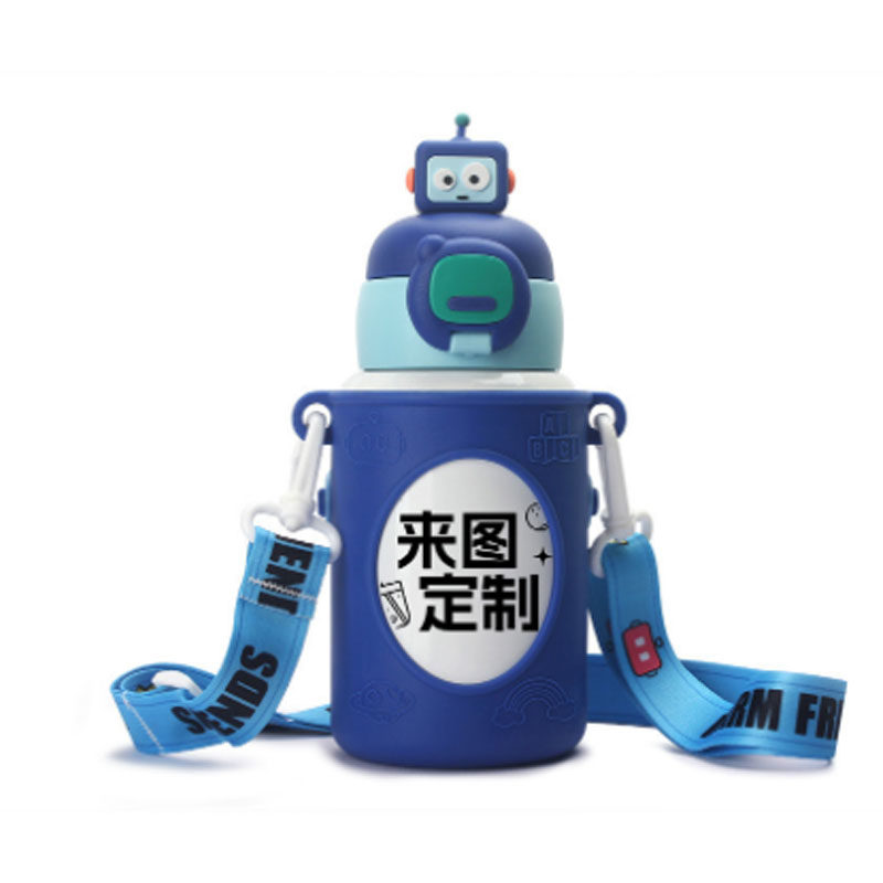 DIY个性图案照片定制刻字316水杯儿童吸管保温杯子背带绳子男女孩