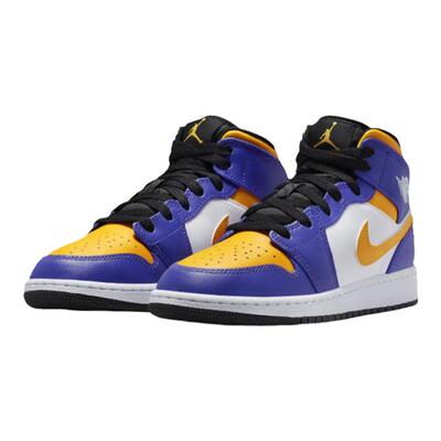 Air Jordan 1 Mid GS AJ1 女白蓝黄中帮休闲复古篮球鞋DQ8426-517