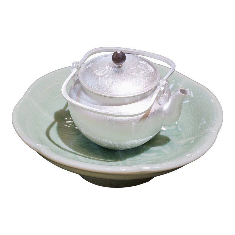 【现货可发】双耳猫咪錾刻泡茶银壶90g100ml银泡泡纯手工纯银9999