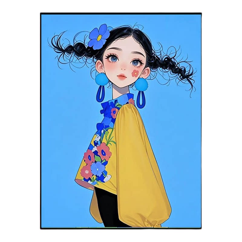 中国风插画美女ins高颜值女孩现代装饰画