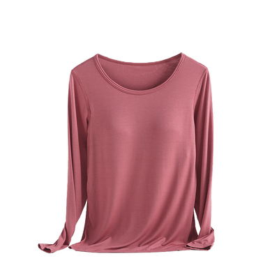 莫代尔带胸垫长袖上衣