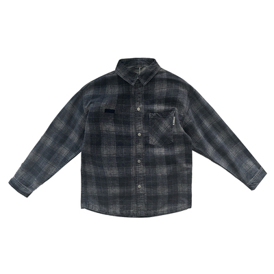 早春新款个性字母印花格子衫外套