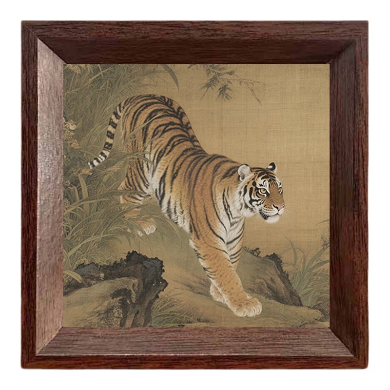 猛虎下山寓意好发财虎相框