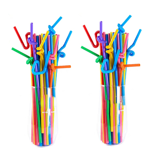 一次性果汁吸管独立包装加长彩色创意艺术吸管弯曲造型塑料细吸管