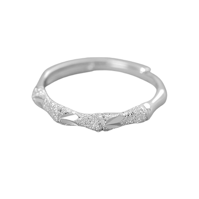 猫蛰S999足银竹节车花对戒