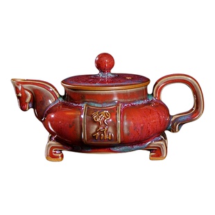 孔家钧窑[一马当先]藏品级钧瓷茶壶马年孔相卿贺岁骐骥驰骋伴手礼