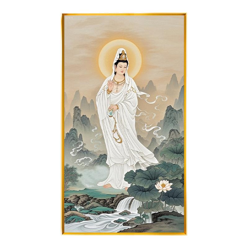 南海观音菩萨2025新款十字绣线绣满绣自己手工制作客厅卧室挂画