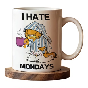 Garfield Monday加菲猫水杯美式动漫陶瓷马克杯早餐家用喝水杯子
