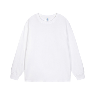 400g重磅新疆棉白色纯棉长袖t恤男女宽松厚实打底衫圆领内搭卫衣