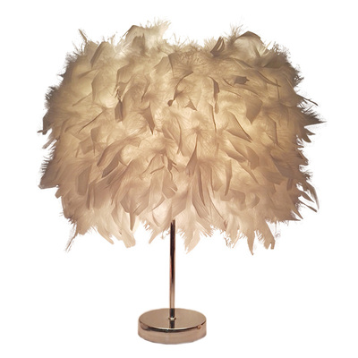 网红羽毛台灯卧室创意欧式浪漫