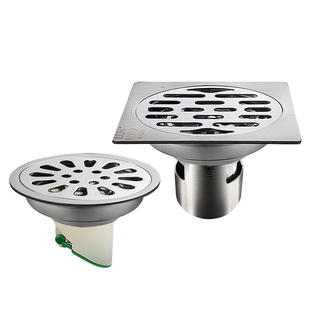 正304不锈钢防臭地漏卫生间9cm亮光铜芯圆形洗衣机两用40管50管