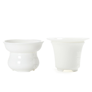 德化青花瓷功夫茶过滤 公道杯瓷茶漏 茶滤网纱套装滤茶器茶道配件