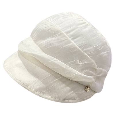 薄款褶皱鸭舌贝雷帽女显脸小夏季