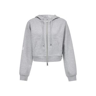 绫致ONLY秋季新款撞色抽绳下摆宽松落肩连帽短款卫衣女