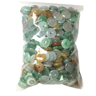 天然翡翠冰种三彩小平安扣散珠路路通A货玉珠DIY手工编织项链手链