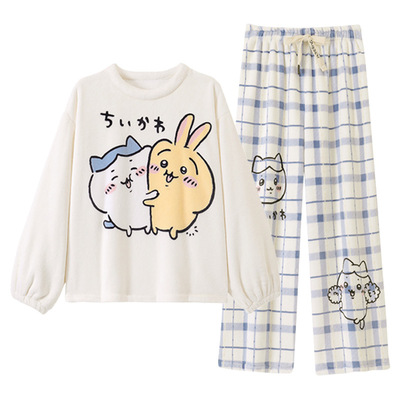 冬季法兰绒女童睡衣乌萨奇家居服