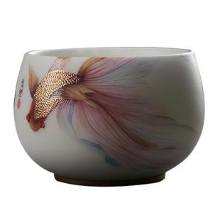 容山堂黄旭东大师羊脂玉主人杯陶瓷茶杯大号品茗杯个人单杯礼品