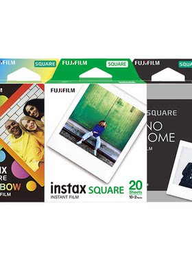 富士instax一次成像拍立得4寸方形相纸SQ40/SQ6/SQ10/SQ20/SQ1/SQ Link快显胶片白色边框 黑色边框