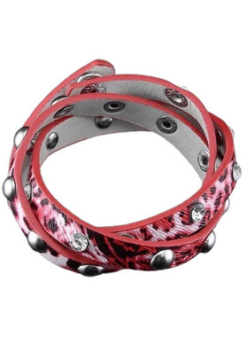 白色pu皮棕黑豹纹波西米亚风手链