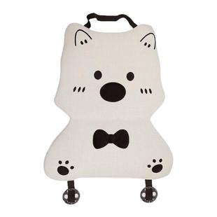 亚麻汽车坐垫四季通用女士可爱卡通狗冬季毛绒适用吉利心愿座椅套