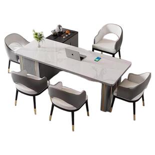 轻奢岩板茶桌椅组合现代高端办公室茶台岛台茶桌一体禅意泡茶桌子