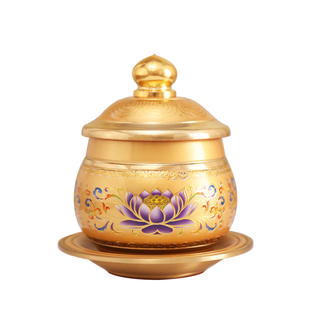 圣水供水杯佛前家用纯黄铜圣水杯佛堂供佛敬神新款小号莲花铜供杯