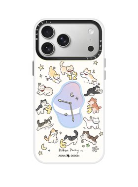 猫咪时钟适用苹果17Promax手机壳15磁吸支架iPhone16Pro保护套网红创意plus全包可爱14超薄13新款高级感女12